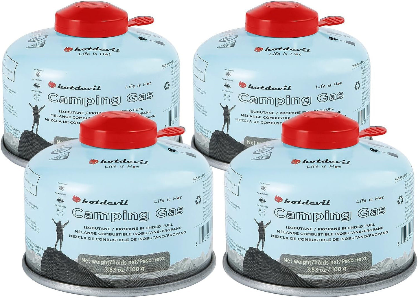 Isobutane Fuel Canister 100 Gram Camping Stove Fuel Butane Canister Backpacking Fuel Light-weight Camping Fuel Mini Camp Stove Fuel 3.53oz (2,4,6,12 or 24 pack)