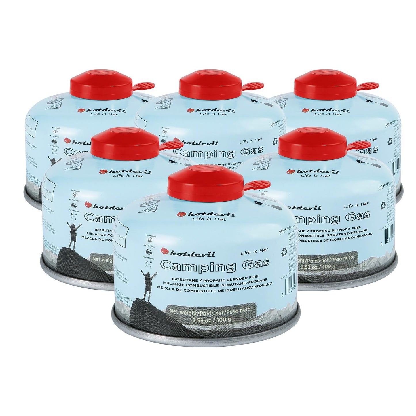 Isobutane Fuel Canister 100 Gram Camping Stove Fuel Butane Canister Backpacking Fuel Light-weight Camping Fuel Mini Camp Stove Fuel 3.53oz (2,4,6,12 or 24 pack)