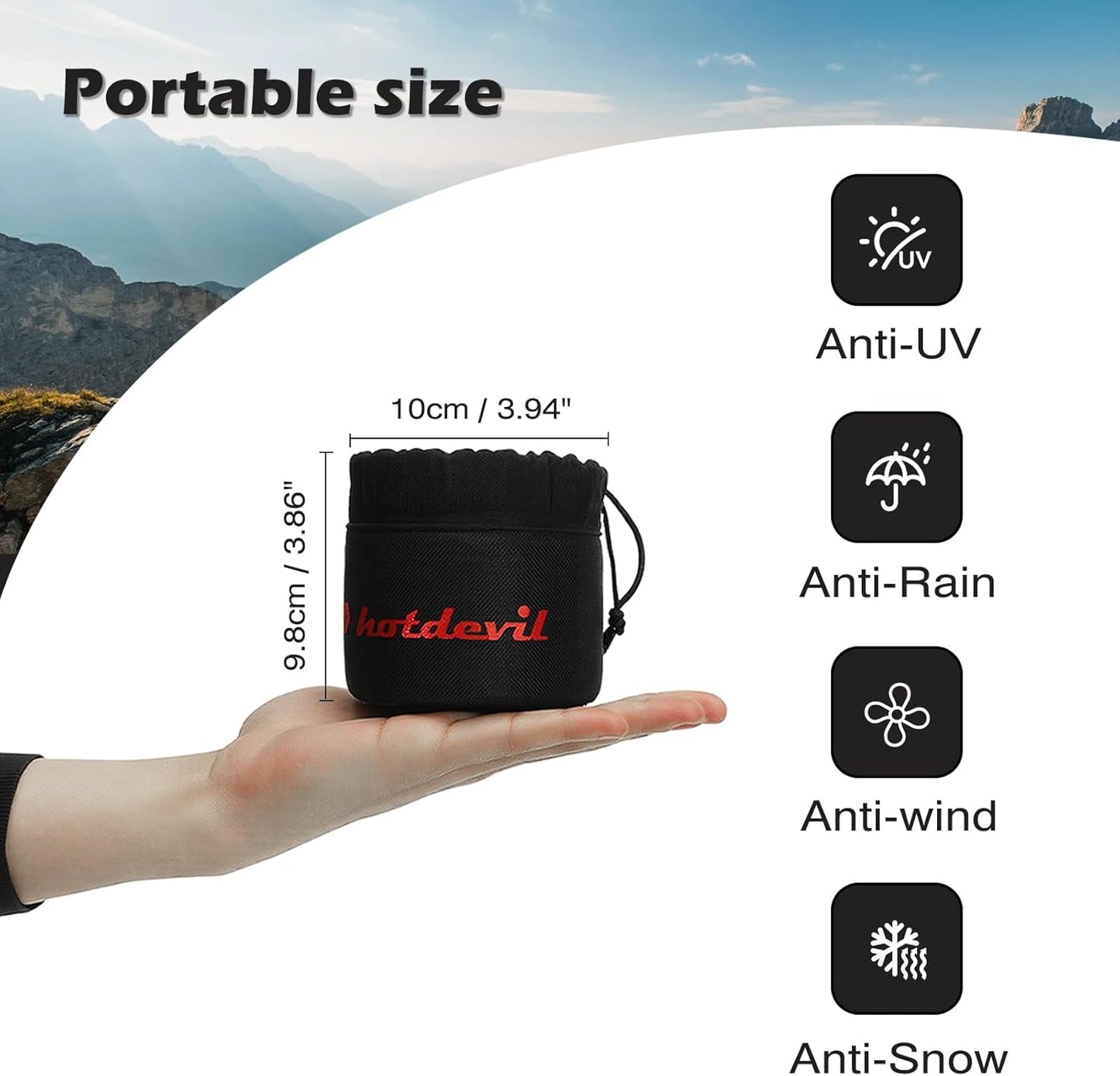 Isobutane fuel canister storage bag Suitable for 100g fuel tanks Electrically heated Type-C 5V 2A Temperature rise up to 50°C and constant temperature for Outdoor Camping Cooking Hiking BBQ
