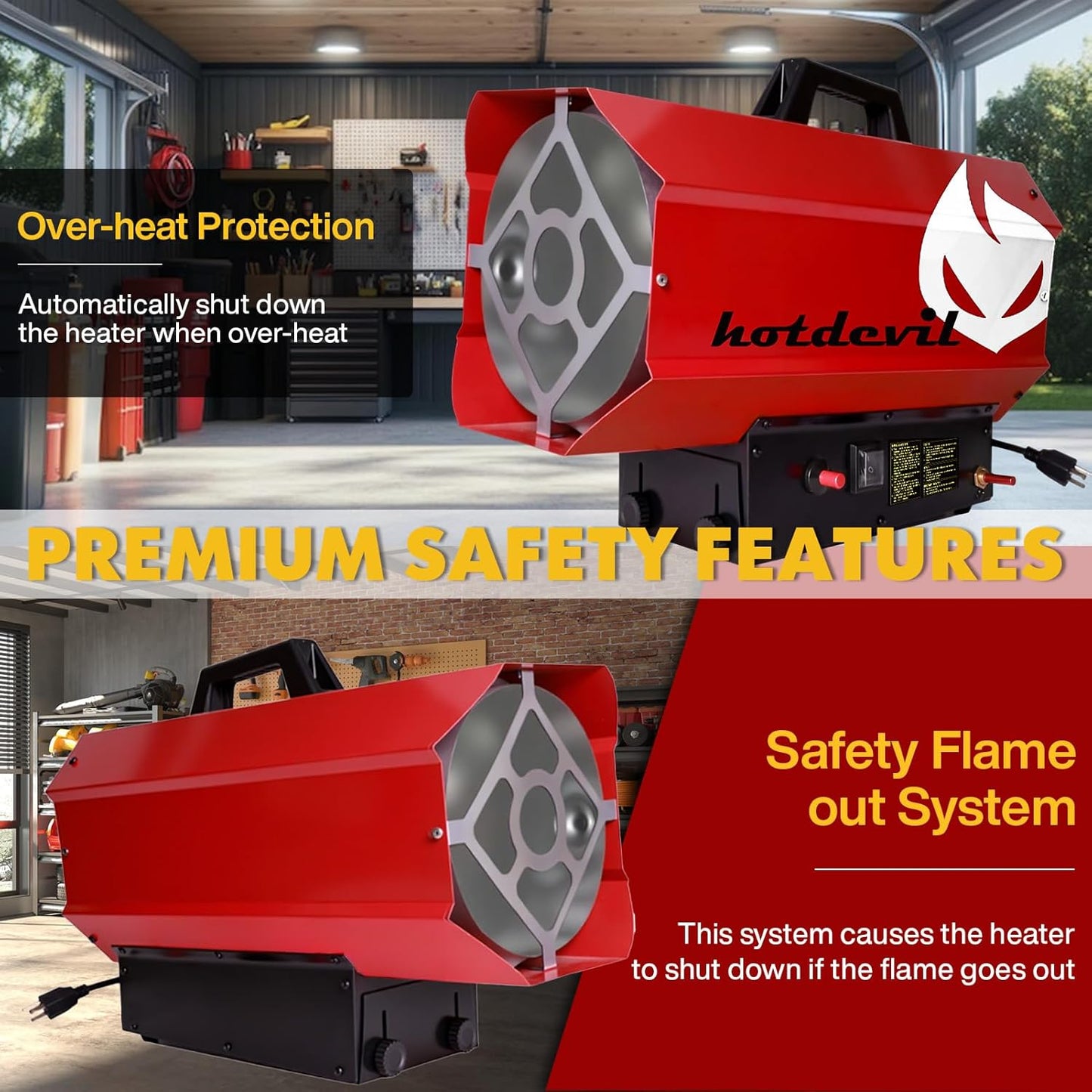 85,000 BTU Forced Air Propane Heater,Thermally Protected, Heavy-Duty Garage Heater For Warehouses,Barns and Workshops up to 2200 Sq feet