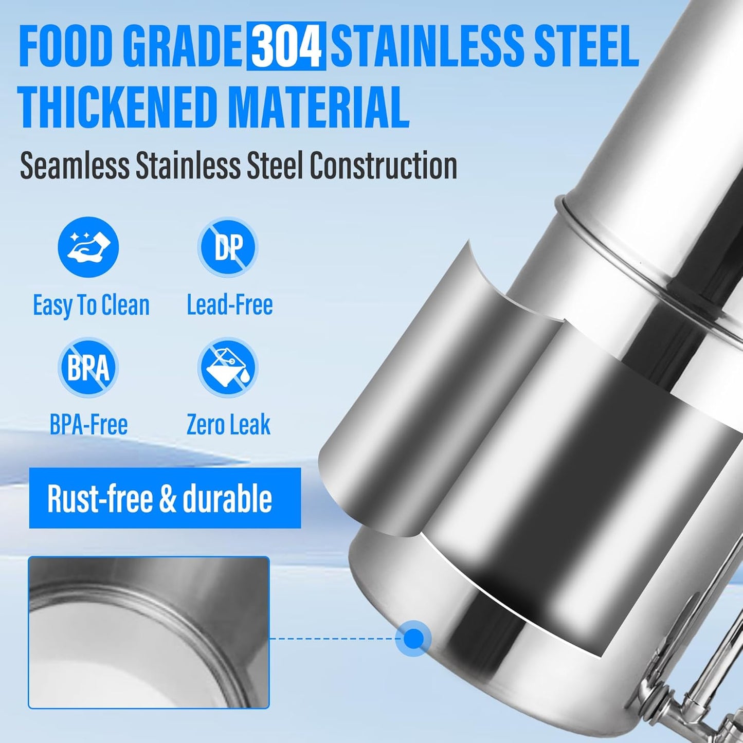 Gravity-Fed Water Filter System, 2.25 Gallon Stainless Steel Water Filtration System with 2 Black Carbon Filter and Stand for Home, Hiking and Camping Use