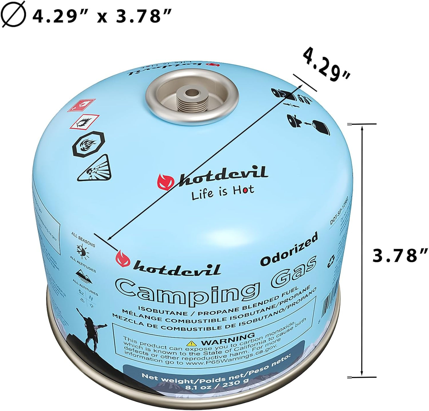Isobutane Fuel Canister 230 Gram Camping Stove Fuel Butane Propane Blend Isobutane Fuel Canister Camping Fuel Gas Canister Suitable for ALL Seasons Efficient and High Output