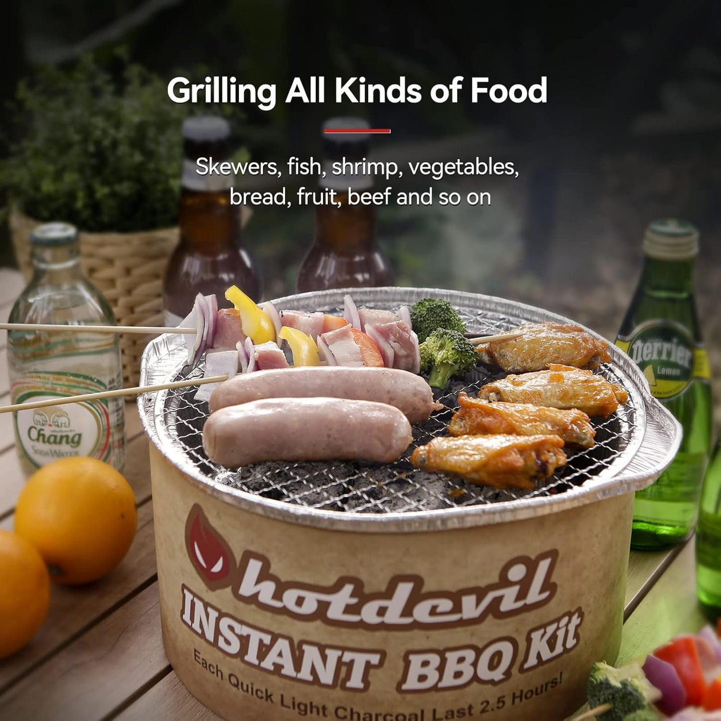 Portable Disposable Charcoal Grill Kit Ready-To-Go 1-3 person Camping BBQ Bundle with Instant Hardwood Lump Charcoals Disposal Venture Steak Grilling for Outdoor Barbecue Party Travel Picnic…