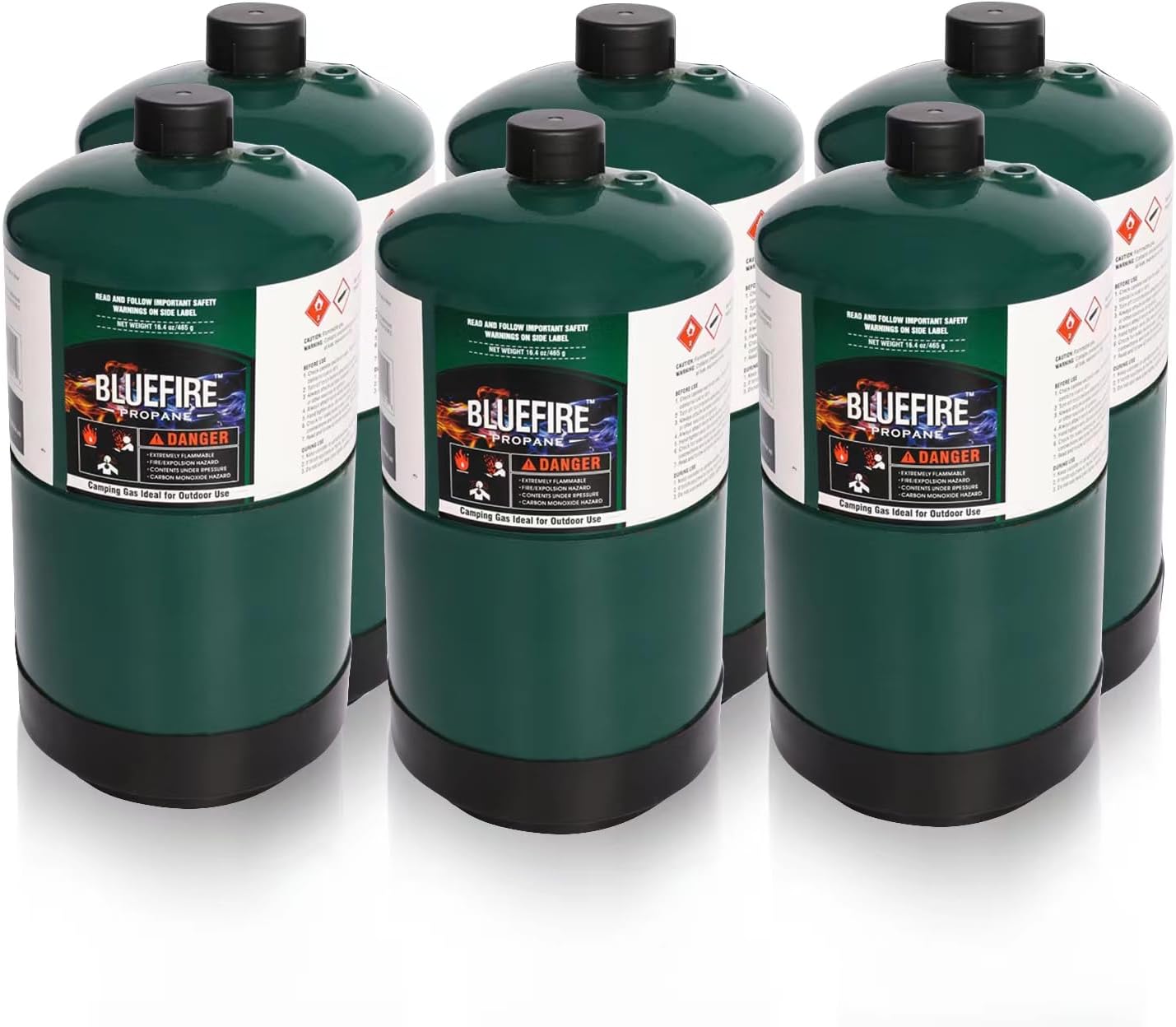 BLUEFIRE 16.4 oz Propane Replacement Fuel Camping Gas Cylinder All Purpose Portable Canister Propane Gas Tank for Camping Stove Outdoor Backpack Mini Burner Heater Cooking Torch Lamp (2,4, 6 or 12 pack)