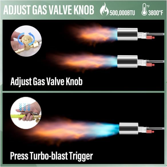 Propane Torch Weed Burner High Output Weed Burner Torch For Propane Tank with Self Igniter Blow Torch Turbo Trigger and 10FT Hose Flamethrower Weed Torch Propane Burner