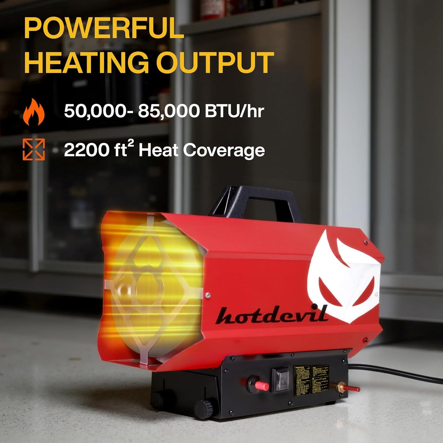 85,000 BTU Forced Air Propane Heater,Thermally Protected, Heavy-Duty Garage Heater For Warehouses,Barns and Workshops up to 2200 Sq feet
