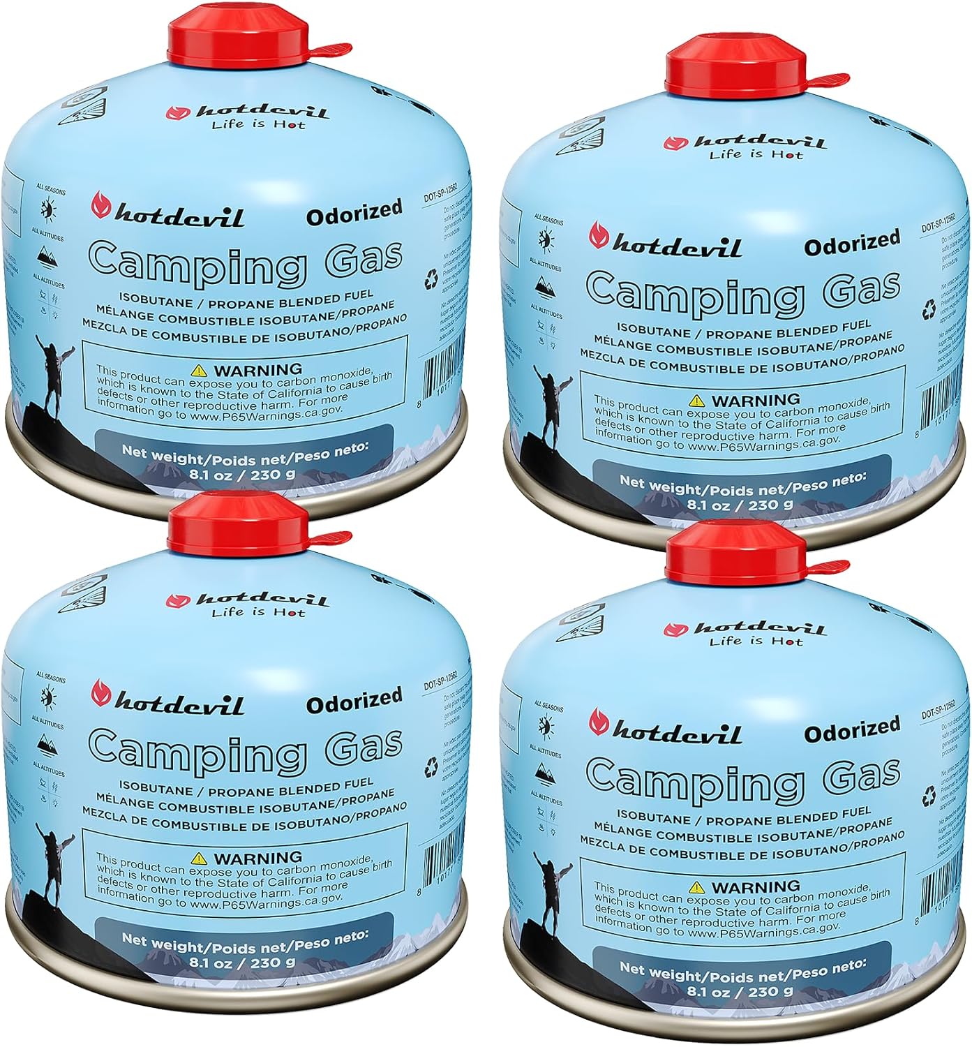 Isobutane Fuel Canister 230 Gram Camping Stove Fuel Butane Propane Blend Isobutane Fuel Canister Camping Fuel Gas Canister Suitable for ALL Seasons Efficient and High Output
