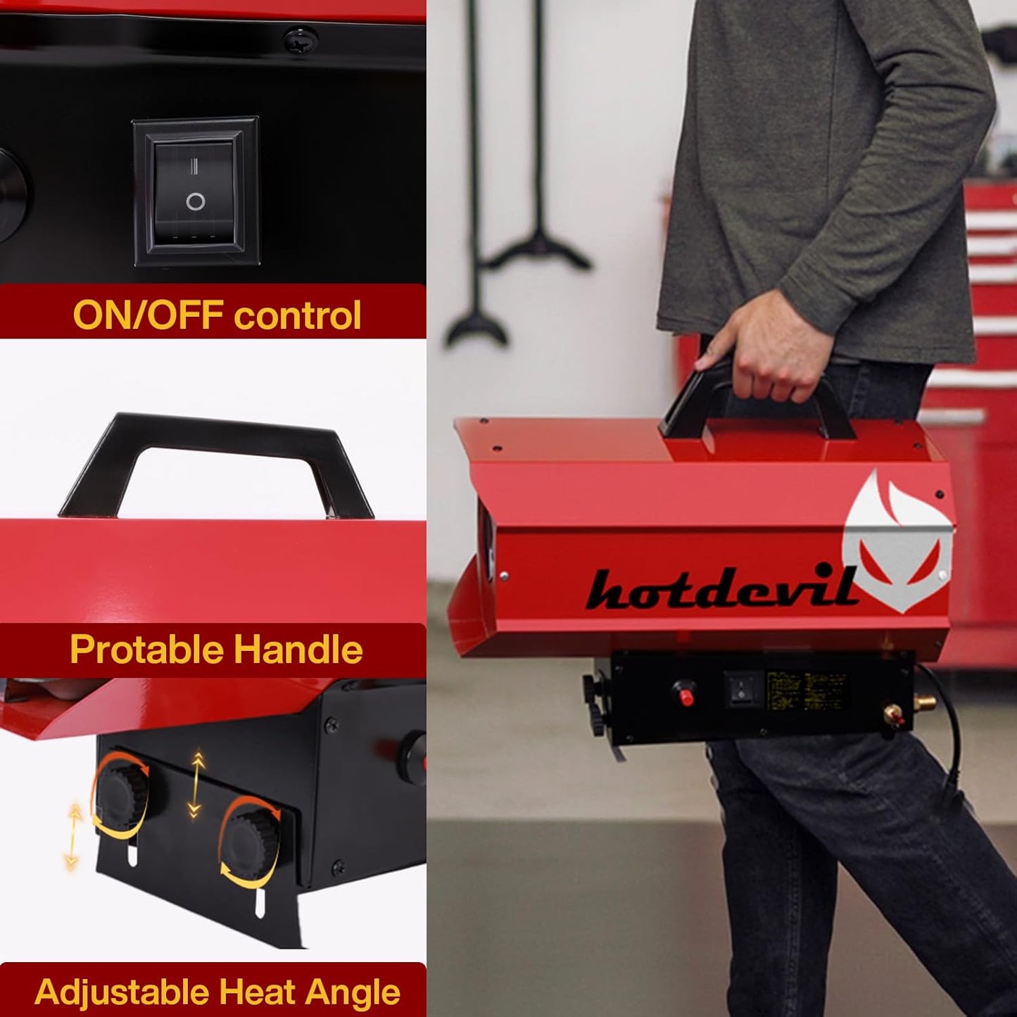 85,000 BTU Forced Air Propane Heater,Thermally Protected, Heavy-Duty Garage Heater For Warehouses,Barns and Workshops up to 2200 Sq feet