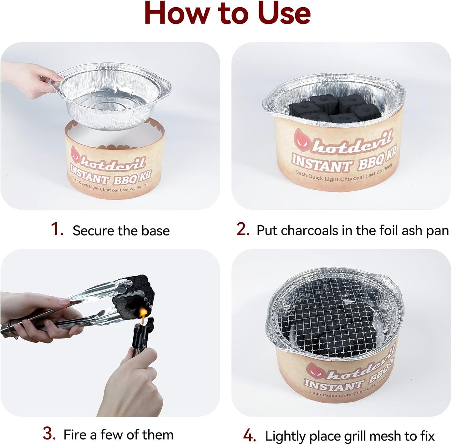 Portable Disposable Charcoal Grill Kit Ready-To-Go 1-3 person Camping BBQ Bundle with Instant Hardwood Lump Charcoals Disposal Venture Steak Grilling for Outdoor Barbecue Party Travel Picnic…