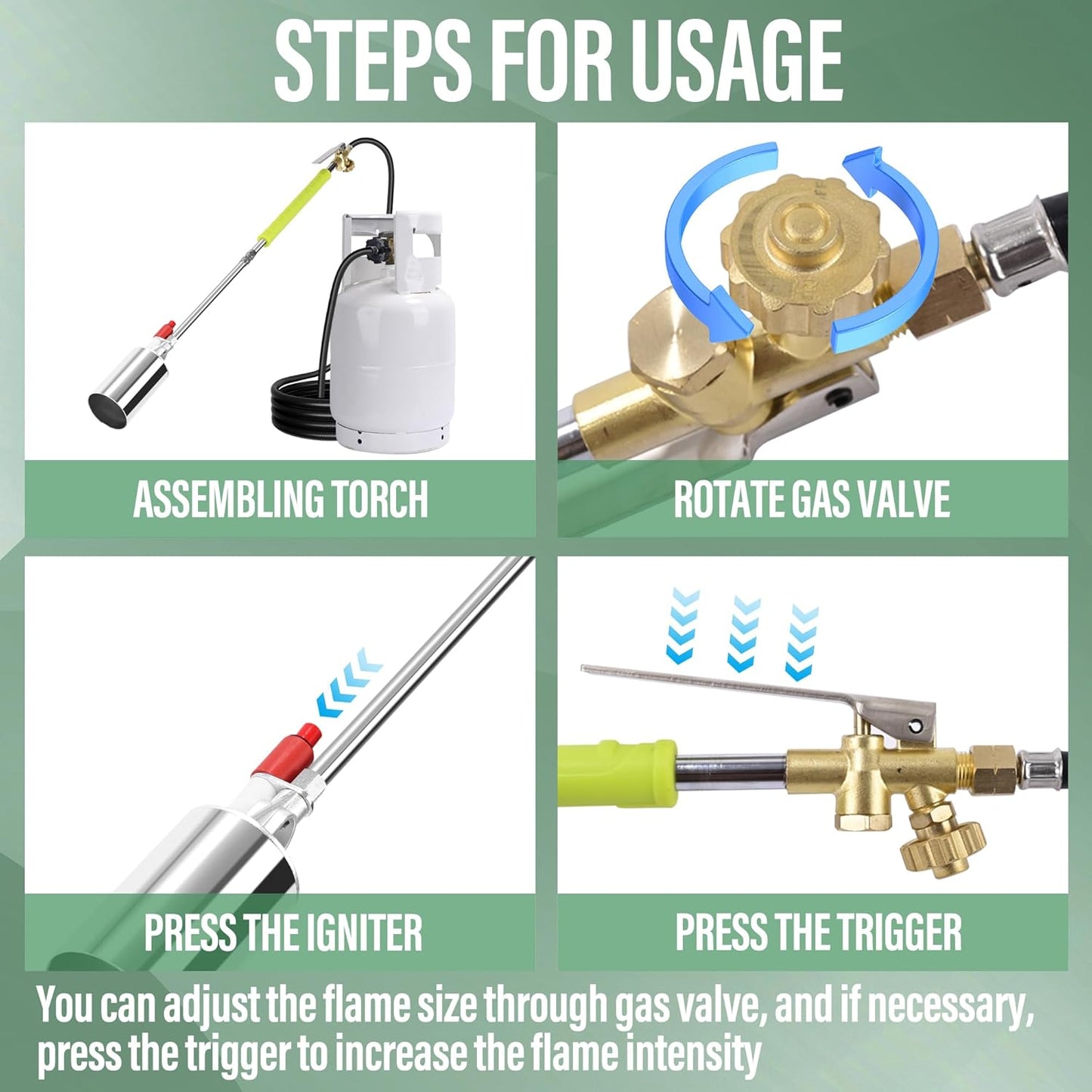 Propane Torch Weed Burner High Output Weed Burner Torch For Propane Tank with Self Igniter Blow Torch Turbo Trigger and 10FT Hose Flamethrower Weed Torch Propane Burner