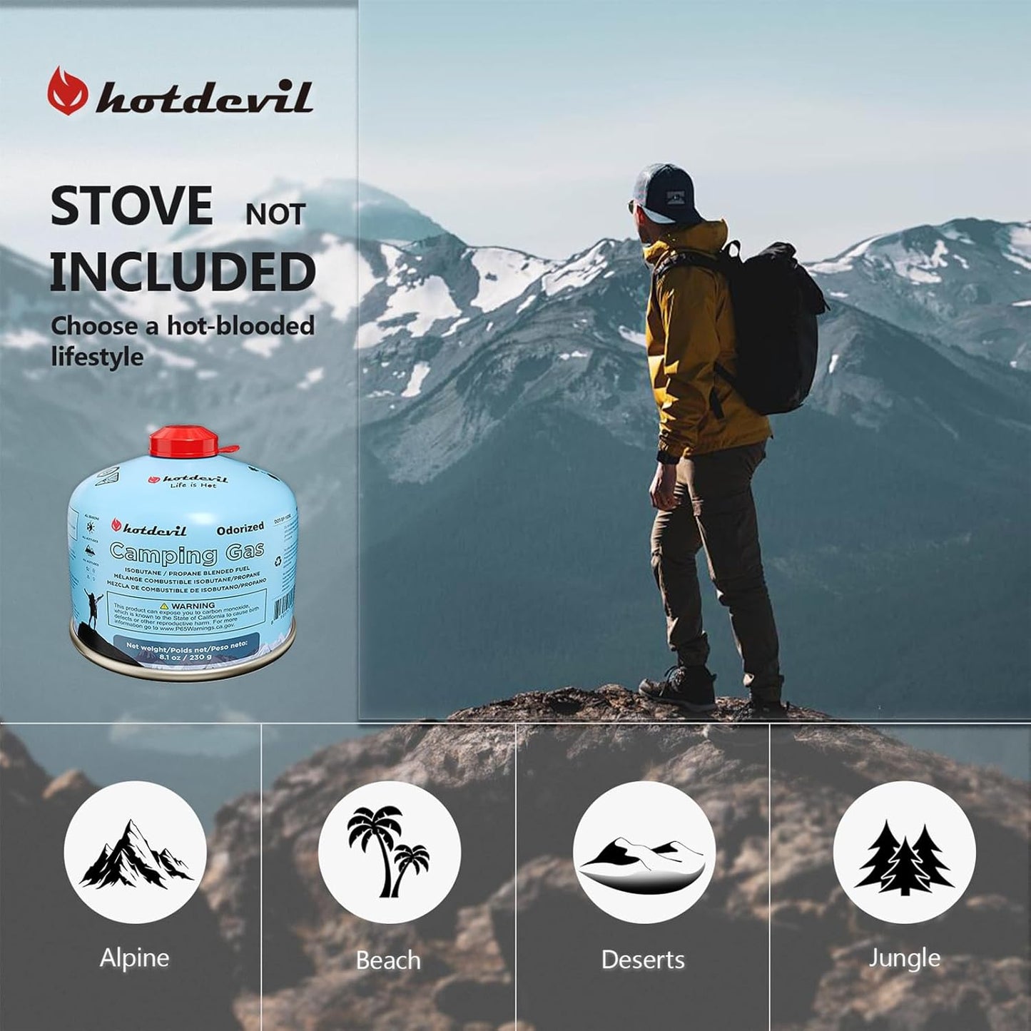 Isobutane Fuel Canister 230 Gram Camping Stove Fuel Butane Propane Blend Isobutane Fuel Canister Camping Fuel Gas Canister Suitable for ALL Seasons Efficient and High Output