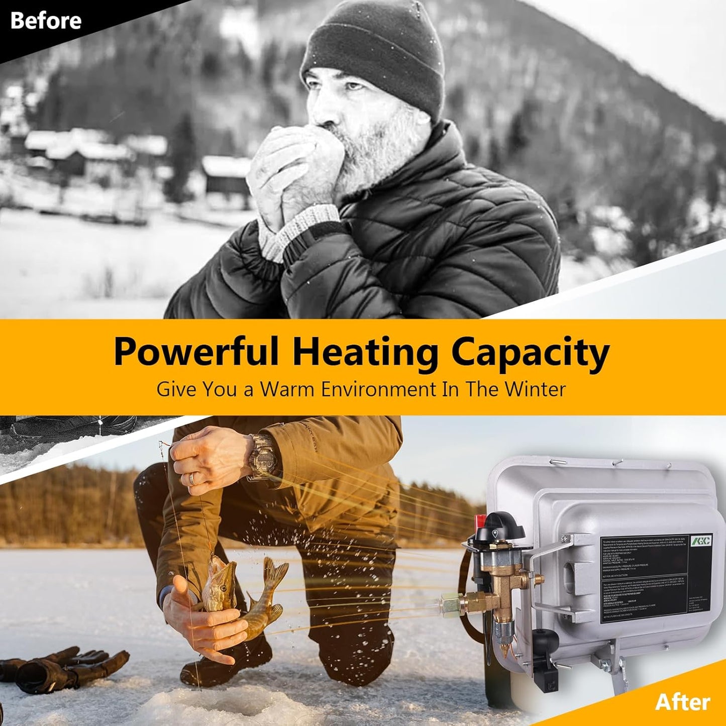 Outdoor Propane Tank Heaters 13000 BTU with Safety Shut-off Valve & Tip-over Switch Ceramic Heat Small Propane RV Garage Space Heater Portable Heater for Camping Camper Patio Gas Cordless LP