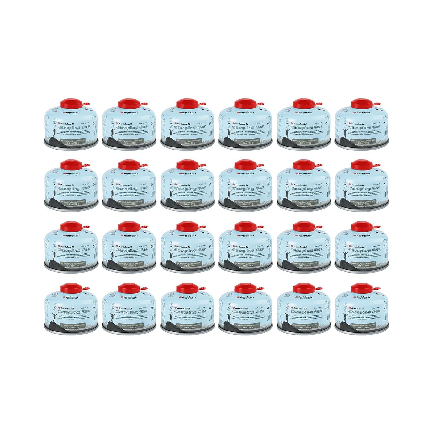 Isobutane Fuel Canister 100 Gram Camping Stove Fuel Butane Canister Backpacking Fuel Light-weight Camping Fuel Mini Camp Stove Fuel 3.53oz (2,4,6,12 or 24 pack)