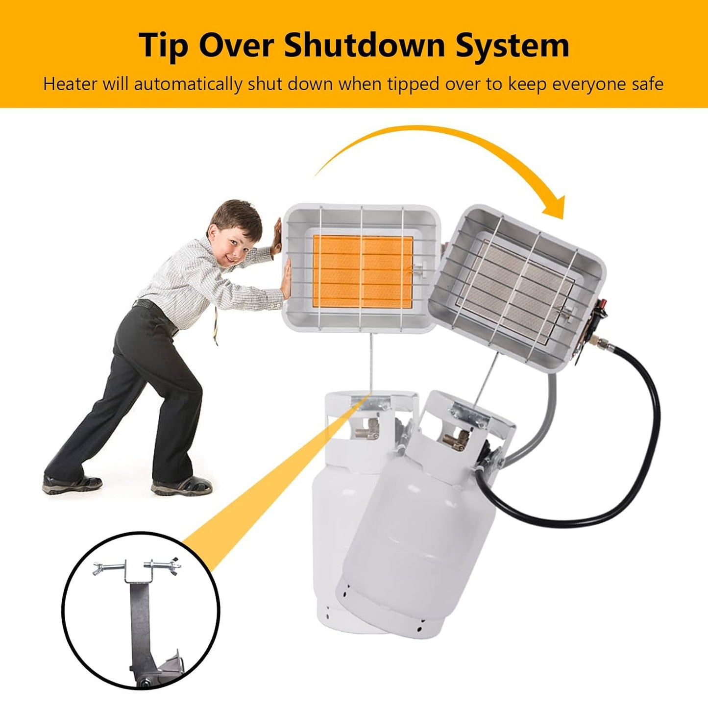 Outdoor Propane Tank Heaters 13000 BTU with Safety Shut-off Valve & Tip-over Switch Ceramic Heat Small Propane RV Garage Space Heater Portable Heater for Camping Camper Patio Gas Cordless LP