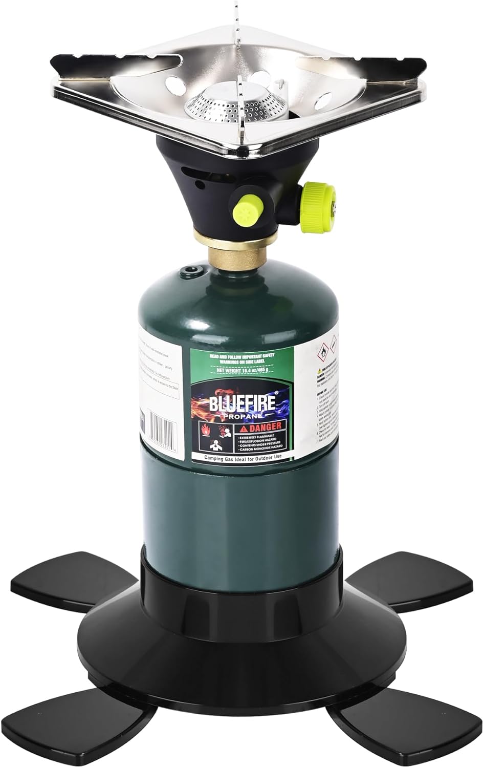 Bottletop Propane Camping Stove with Gas Cylinder Base Lightweight Propane and MAPP Gas Camping Stove with Instant Ignition for Hiking Backpacking and Outdoor Cooking Ultra-Portable Durable Camp Stove