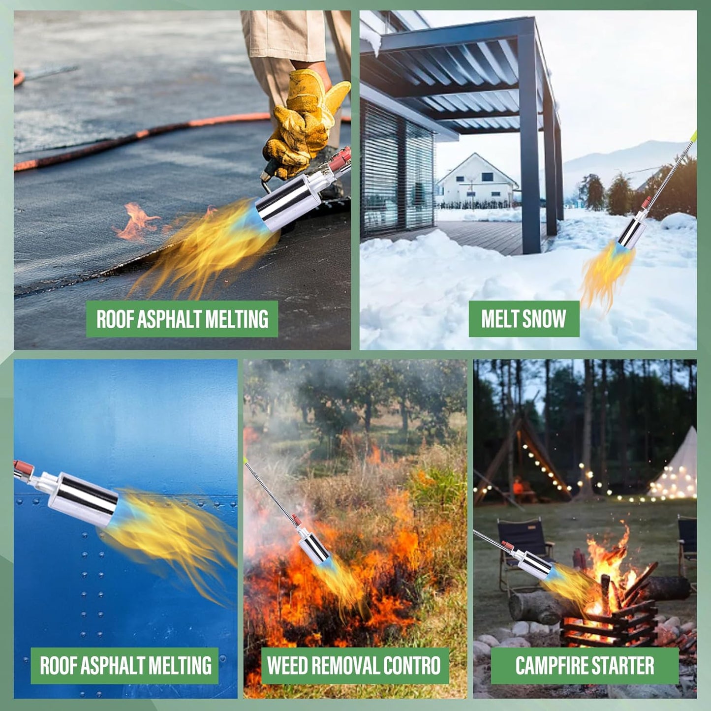 Propane Torch Weed Burner Kit, Blow Torch with 10FT Hose,High Output 500,000 BTU with Self Ignite, Flamethrower for Weeding, Garden Torch, Blowtorch, Ice Snow, Road Marking,Torch Propane