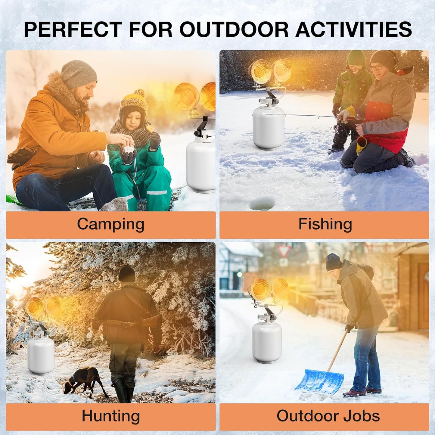 Double Tank Top Outdoor Propane Heater with Shut-off Valve and Tip-over Switch Propane Patio Heater Durable Outdoor Heaters for Patio, Camping, Garage, Porch, Outdoor Sports Event