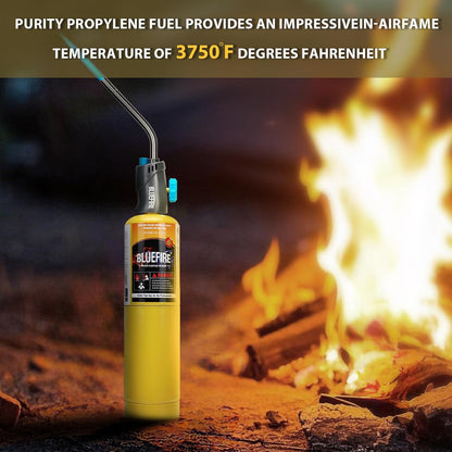 BLUEFIRE MAP MAPP Gas Torch Style Cylinder 14.1 oz 99.9% High Purity Propylene Equal To MAP-PRO Hotter than Propane Cooking MAP Gas to Broil Sous for Welding Brazing on Propane Torch (2, 3, 4 or 12 pack)