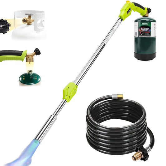 Propane Torch Weed Burner Torch Blow Torch with 10FT Hose Self Ignition Portable Flamethrower Propane Weed Torch for Weeds Burning, Snow Melting, Roof Road Repairing