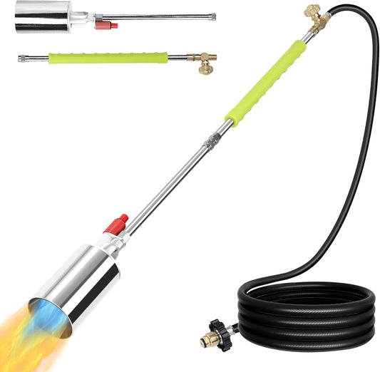 Propane Torch Weed Burner Kit, Blow Torch with 10FT Hose,High Output 500,000 BTU with Self Ignite, Flamethrower for Weeding, Garden Torch, Blowtorch, Ice Snow, Road Marking,Torch Propane