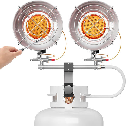 Double Tank Top Outdoor Propane Heater with Shut-off Valve and Tip-over Switch Propane Patio Heater Durable Outdoor Heaters for Patio, Camping, Garage, Porch, Outdoor Sports Event