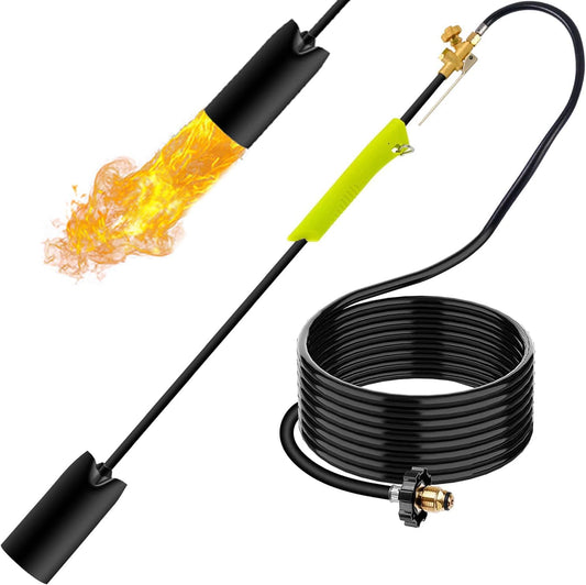 Weed Burner 500,000 BTU Propane Torch Weed Burner Blow Torch Flame Weeder Kit Heavy-Duty Flame Thrower with Adjustable Flame 10FT Long Hose - Compact Garden, Roofing Flamethrower Torch