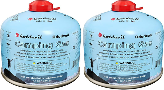 Isobutane Fuel Canister 230 Gram Camping Stove Fuel Butane Propane Blend Isobutane Fuel Canister Camping Fuel Gas Canister Suitable for ALL Seasons Efficient and High Output