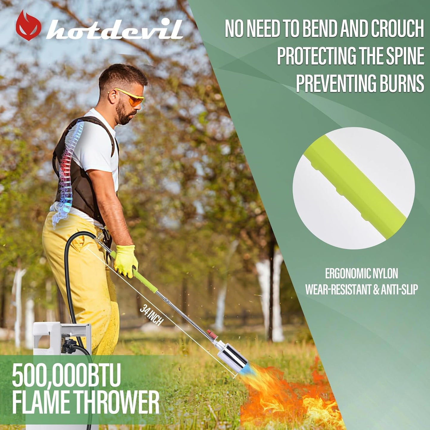 Propane Torch Weed Burner Kit, Blow Torch with 10FT Hose,High Output 500,000 BTU with Self Ignite, Flamethrower for Weeding, Garden Torch, Blowtorch, Ice Snow, Road Marking,Torch Propane