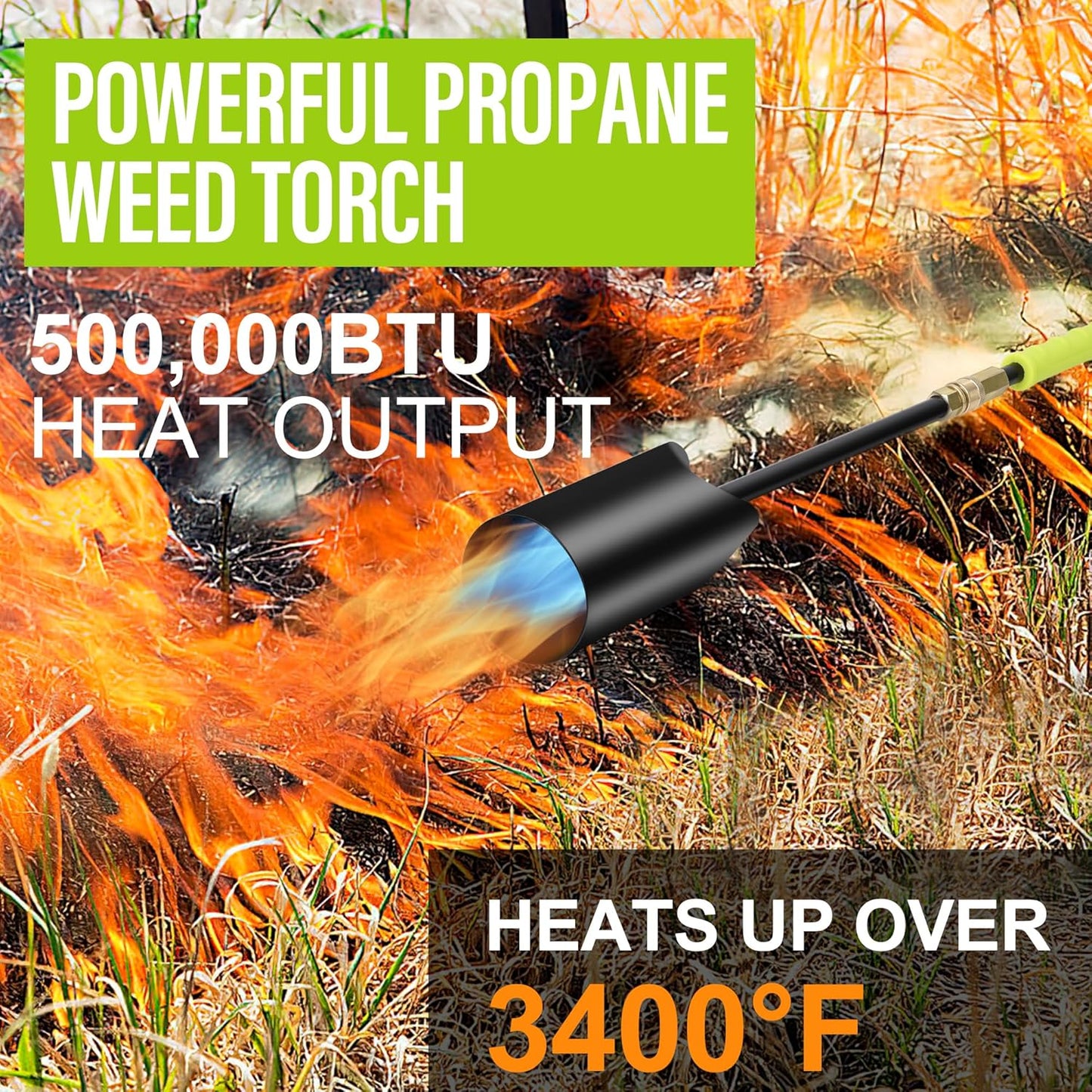 Propane Weed Torch with 10FT Hose Heavy Duty Weed Burner Flamethrower Propane Torch Kit Blow Torch Garden Torch Flame Weeder Torch for Propane Tank Adjustable Flame for Wood Snow Road