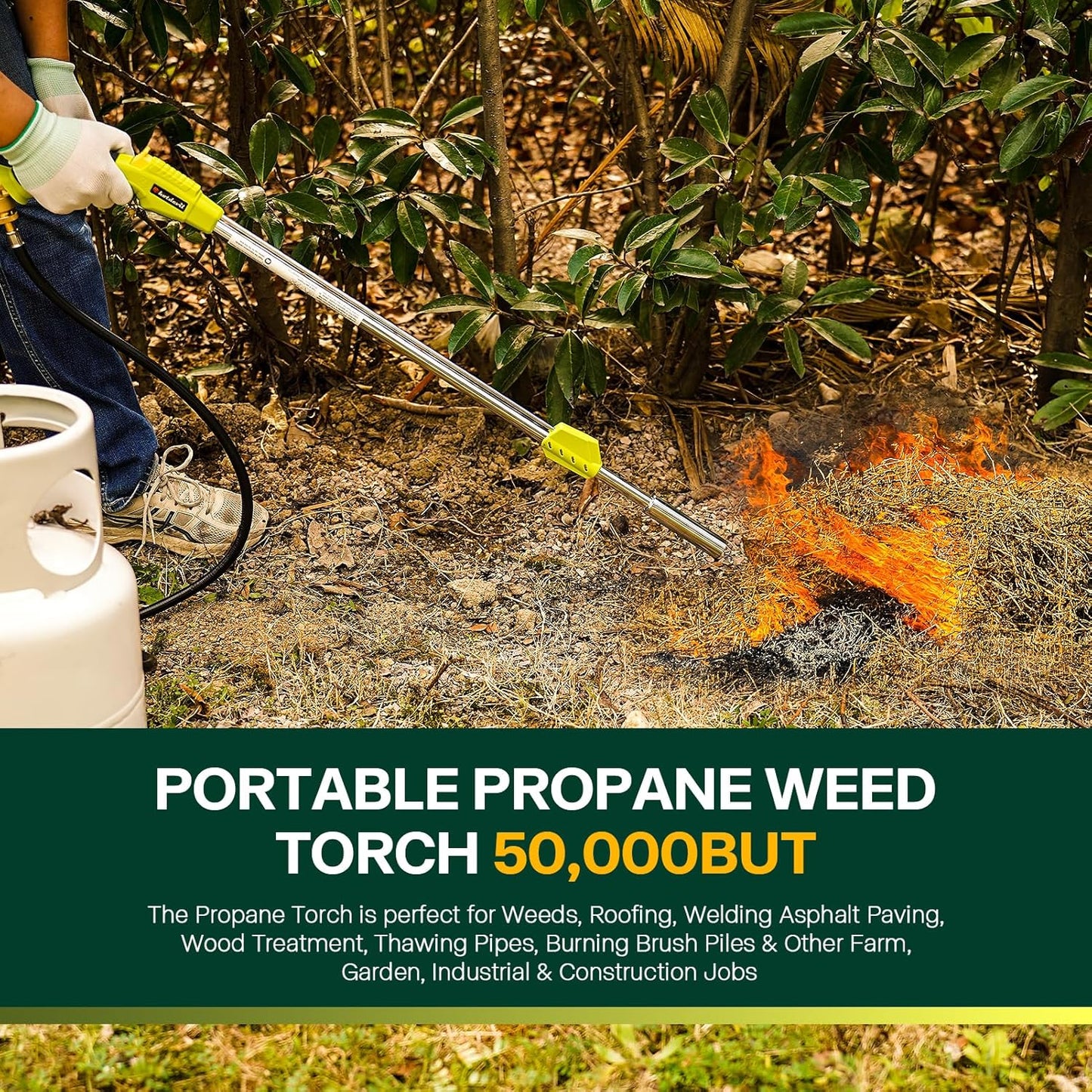 Propane Torch Weed Burner Torch Blow Torch with 10FT Hose Self Ignition Portable Flamethrower Propane Weed Torch for Weeds Burning, Snow Melting, Roof Road Repairing
