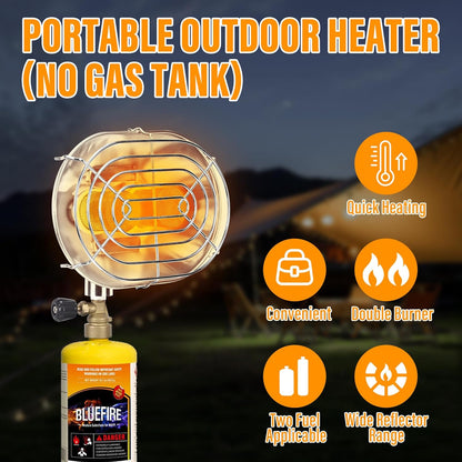 Portable Heater Double Burner Camping Outdoor Space Propane Power Heater with Control Valve Patio Heater Cordless 1lb Small Propane Tank Holder Tent Fishing Garage indoor (Fuel not included)