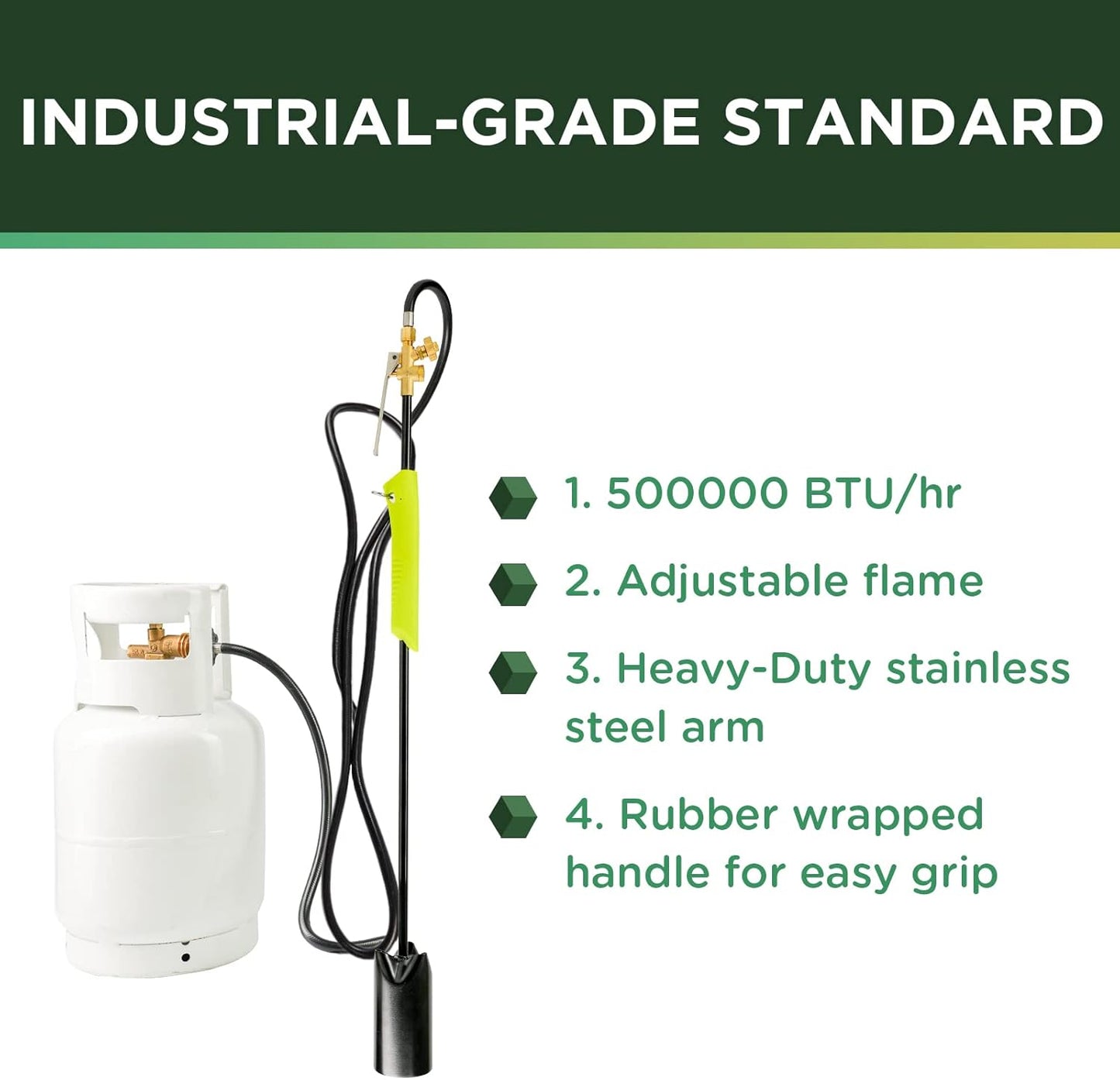 Weed Burner 500,000 BTU Propane Torch Weed Burner Blow Torch Flame Weeder Kit Heavy-Duty Flame Thrower with Adjustable Flame 10FT Long Hose - Compact Garden, Roofing Flamethrower Torch