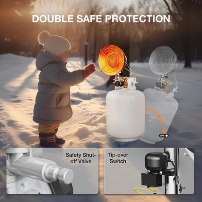 Portable Propane Heater - Adjustable Heat for Indoor & Outdoor Use, Patio Heater with Tip-Over Safety