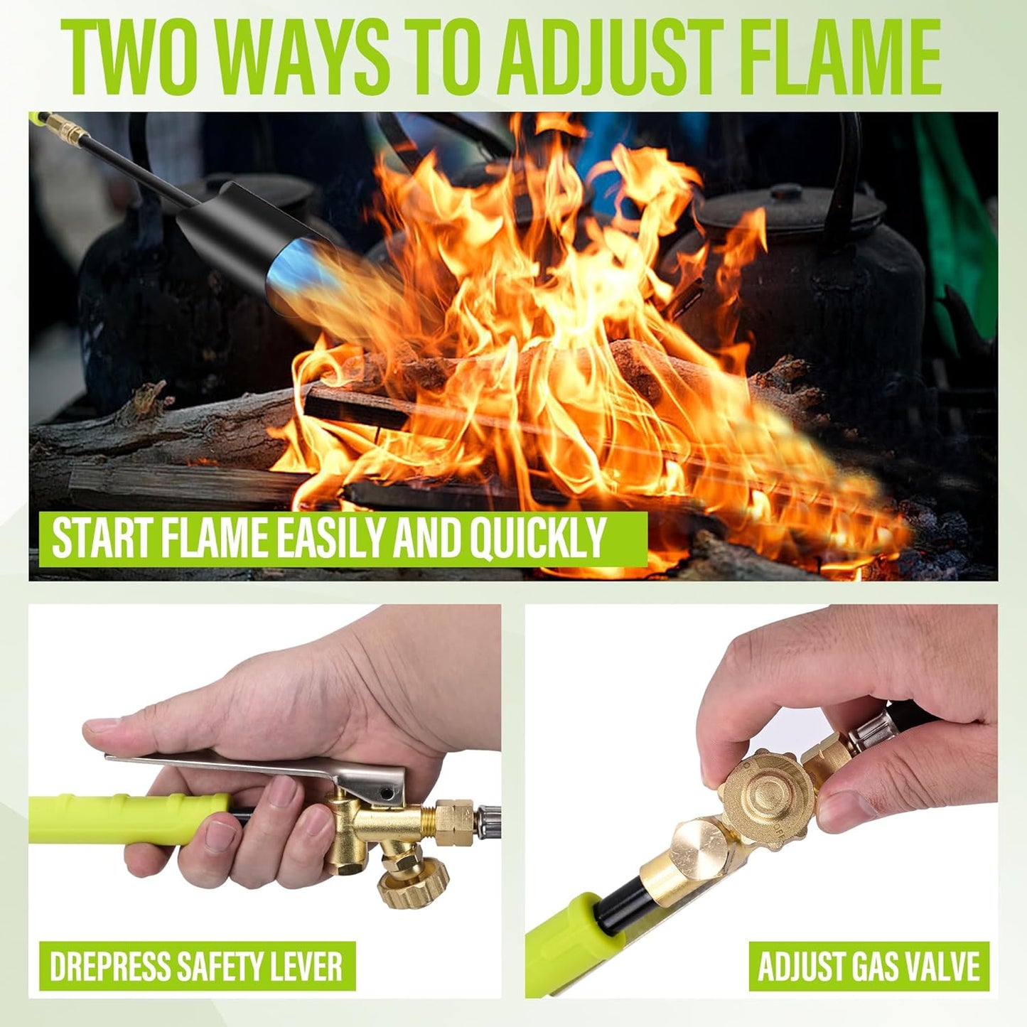 Propane Weed Torch with 10FT Hose Heavy Duty Weed Burner Flamethrower Propane Torch Kit Blow Torch Garden Torch Flame Weeder Torch for Propane Tank Adjustable Flame for Wood Snow Road