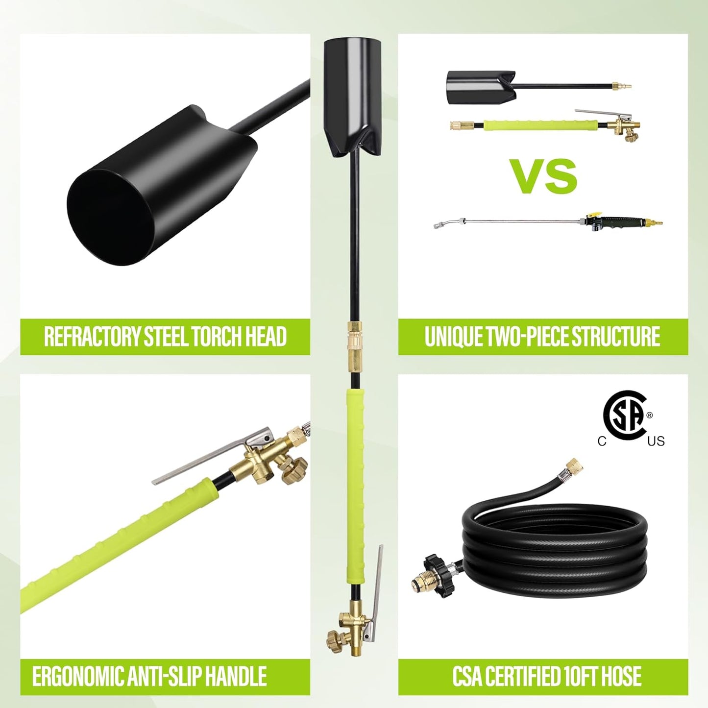 Propane Weed Torch with 10FT Hose Heavy Duty Weed Burner Flamethrower Propane Torch Kit Blow Torch Garden Torch Flame Weeder Torch for Propane Tank Adjustable Flame for Wood Snow Road