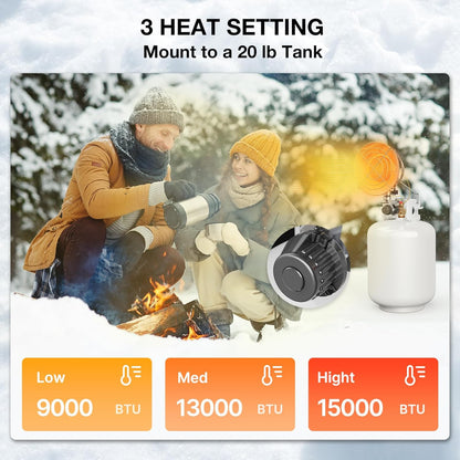 Portable Propane Heater - Adjustable Heat for Indoor & Outdoor Use, Patio Heater with Tip-Over Safety