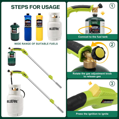 Propane Torch Weed Burner Torch Blow Torch with 10FT Hose Self Ignition Portable Flamethrower Propane Weed Torch for Weeds Burning, Snow Melting, Roof Road Repairing