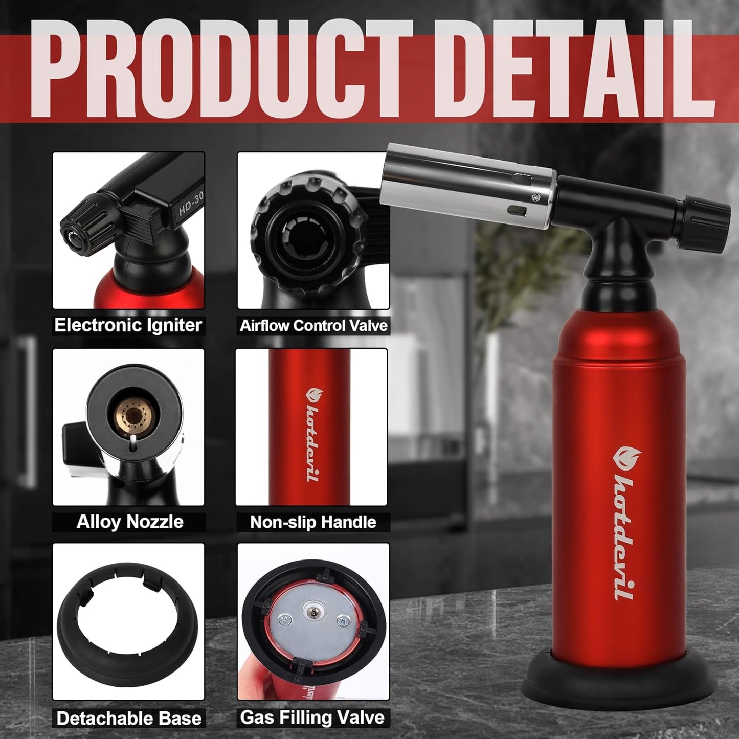 20g Big Butane Torch Refillable Soldering Industrial Torch Adjustable Single Flames Blow Cooking Torch Lighter with Safety Lock for Soldering Baking Welding DIY Crafts(Butane Gas Not Include)