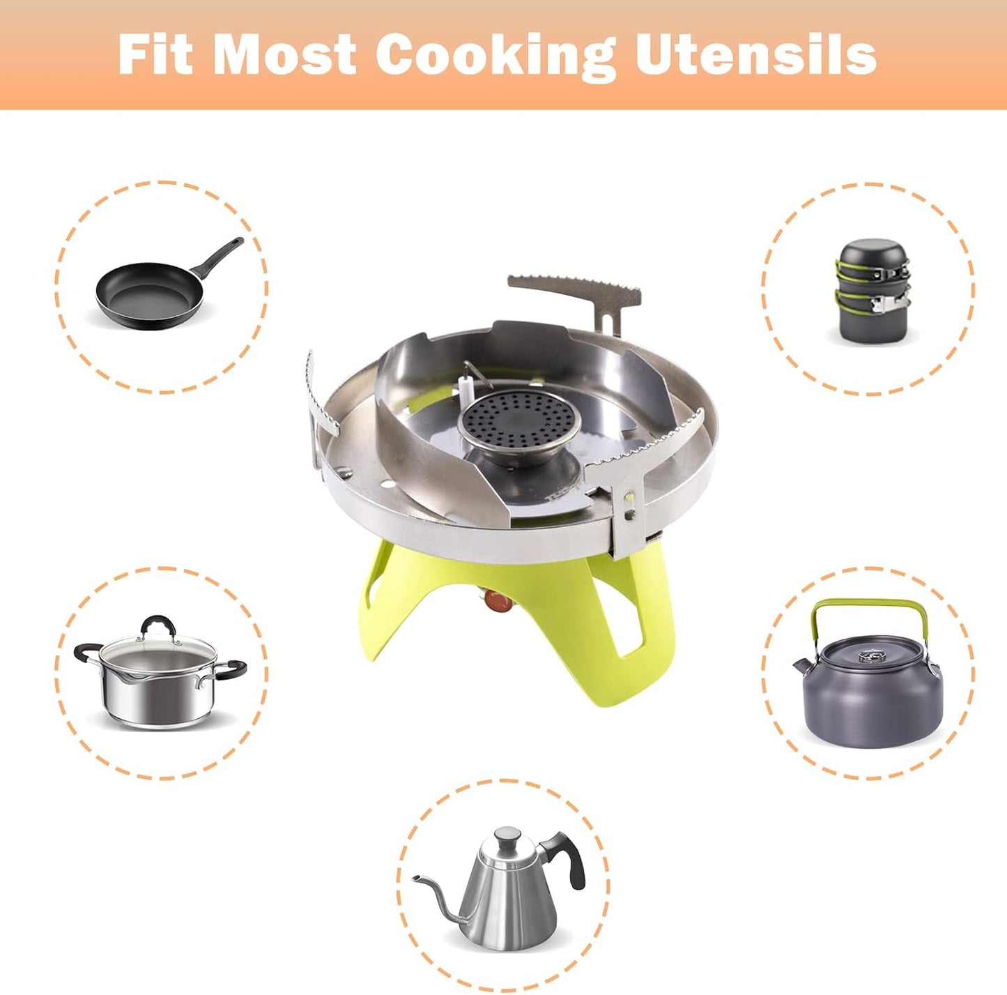 Bottletop Propane Camping Stove Portable 1-Burner Adjustable Stove with Wind Baffles Pressure Regulator equivalent to Gas One Great for Outdoor Hiking Cooking Backpacking camping，& More