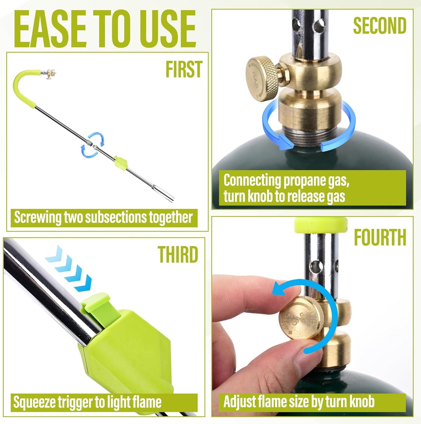 Weed Burner Torch Propane Weed Burner with Self-Ignition Lawn Torch, Ergonomic Handle - Ultimate Weed Killer