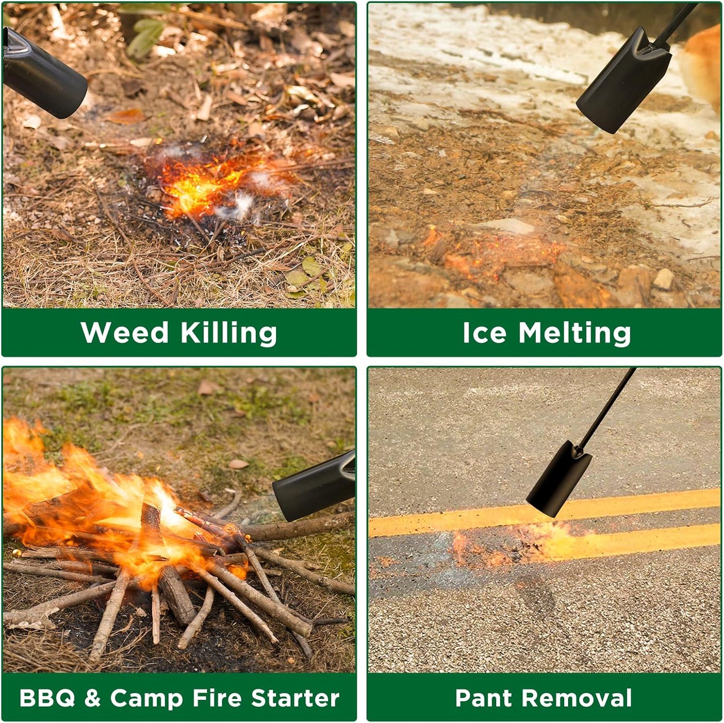 Weed Burner 500,000 BTU Propane Torch Weed Burner Blow Torch Flame Weeder Kit Heavy-Duty Flame Thrower with Adjustable Flame 10FT Long Hose - Compact Garden, Roofing Flamethrower Torch