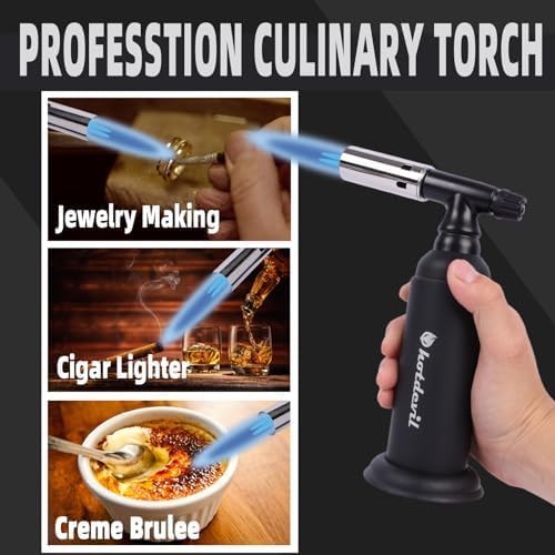 20g Big Butane Torch Refillable Soldering Industrial Torch Adjustable Single Flames Blow Cooking Torch Lighter with Safety Lock for Soldering Baking Welding DIY Crafts(Butane Gas Not Include)