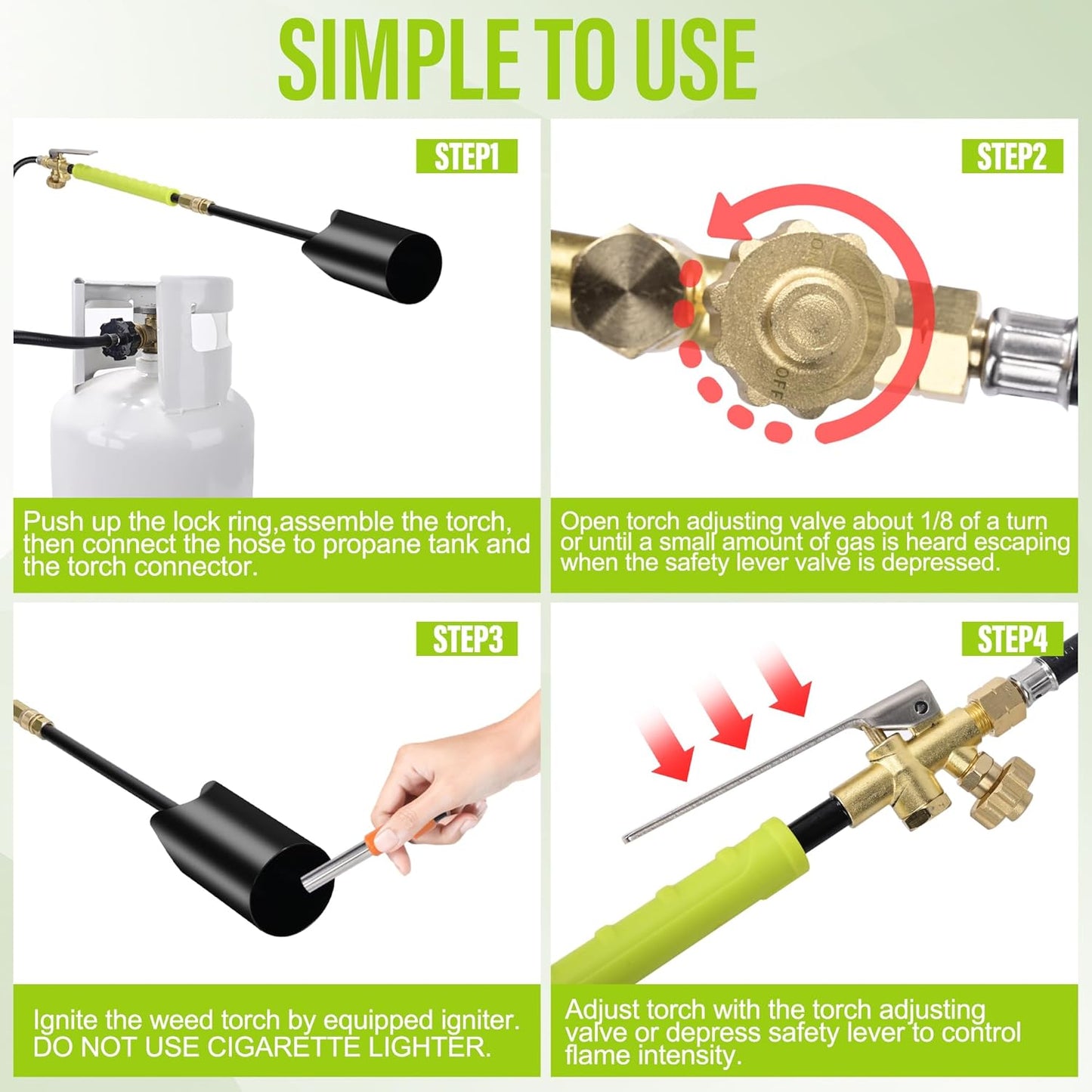 Propane Weed Torch with 10FT Hose Heavy Duty Weed Burner Flamethrower Propane Torch Kit Blow Torch Garden Torch Flame Weeder Torch for Propane Tank Adjustable Flame for Wood Snow Road