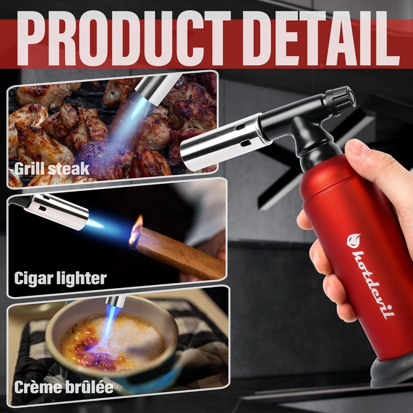 20g Big Butane Torch Refillable Soldering Industrial Torch Adjustable Single Flames Blow Cooking Torch Lighter with Safety Lock for Soldering Baking Welding DIY Crafts(Butane Gas Not Include)