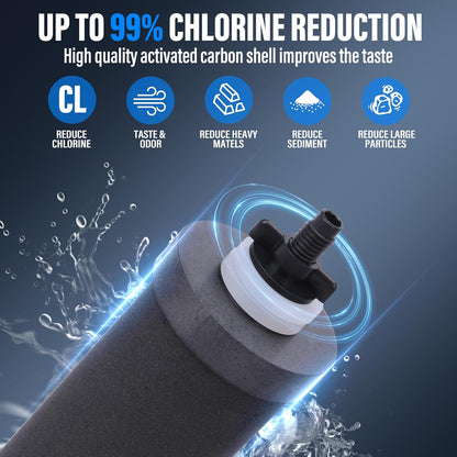 Gravity-Fed Water Filter System, 2.25 Gallon Stainless Steel Water Filtration System with 2 Black Carbon Filter and Stand for Home, Hiking and Camping Use