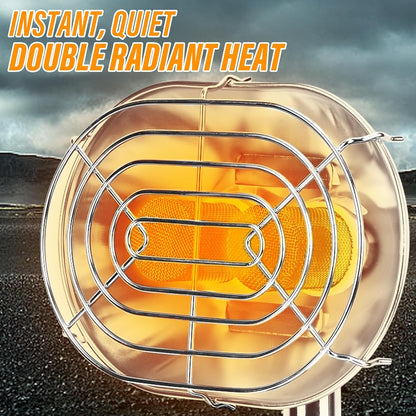 Portable Heater Double Burner Camping Outdoor Space Propane Power Heater with Control Valve Patio Heater Cordless 1lb Small Propane Tank Holder Tent Fishing Garage indoor (Fuel not included)
