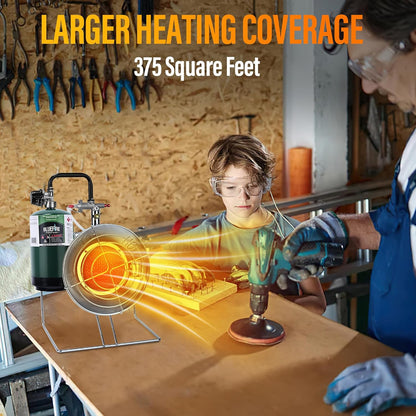 15,000 BUT Multi-Use Portable Propane Heater/Cooker, Outdoor Gas Heater with 8 FT Hose Piezo Ignitor Tip-over Protection Propane Heater for Garage, Patio, Camping, Hunting, Ice Fishing