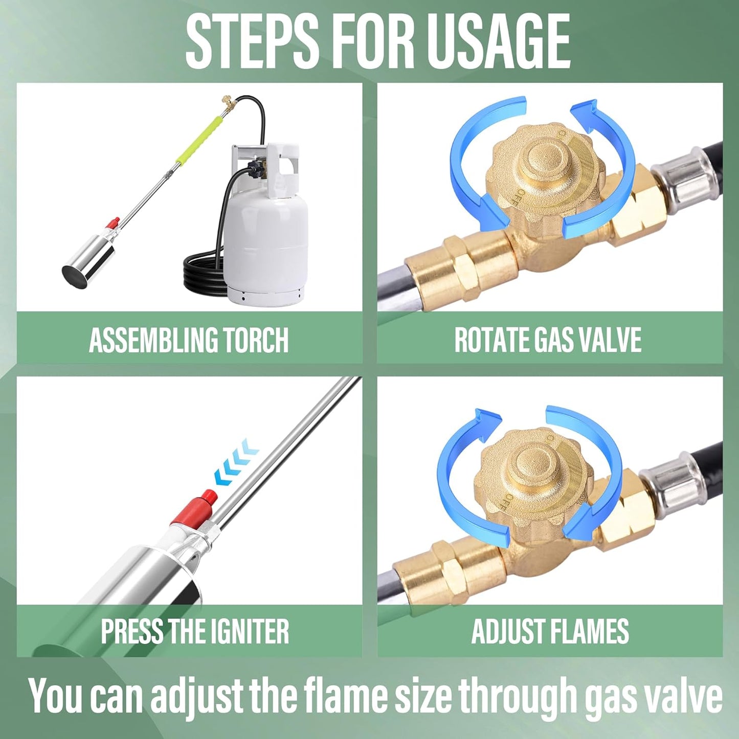 Propane Torch Weed Burner Kit, Blow Torch with 10FT Hose,High Output 500,000 BTU with Self Ignite, Flamethrower for Weeding, Garden Torch, Blowtorch, Ice Snow, Road Marking,Torch Propane