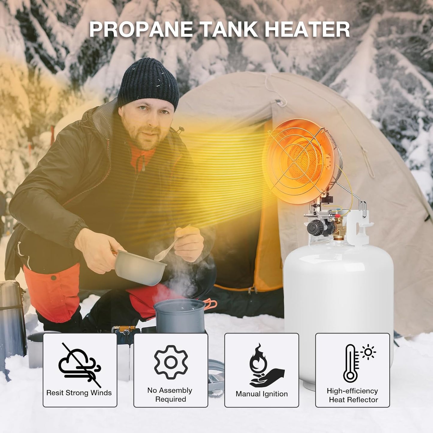 Portable Propane Heater - Adjustable Heat for Indoor & Outdoor Use, Patio Heater with Tip-Over Safety