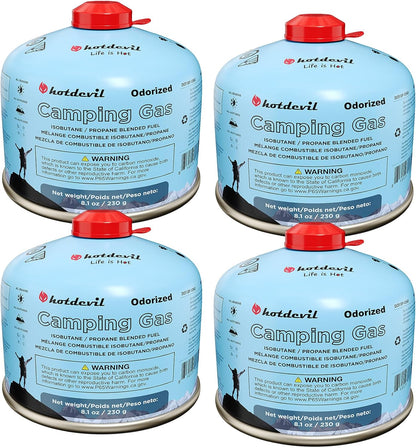 Isobutane Fuel Canister 230 Gram Camping Stove Fuel Butane Propane Blend Isobutane Fuel Canister Camping Fuel Gas Canister Suitable for ALL Seasons Efficient and High Output